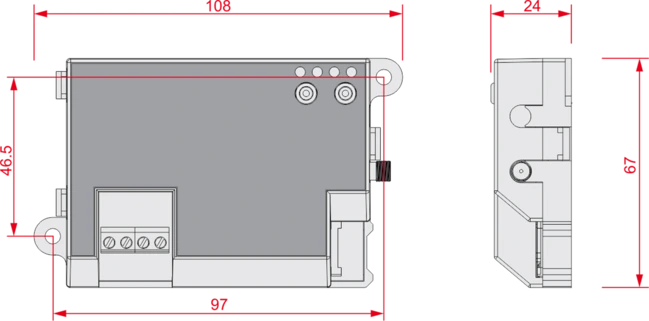 Dimensiuni Nexus/4GP - Modul comunicator GSM/4G