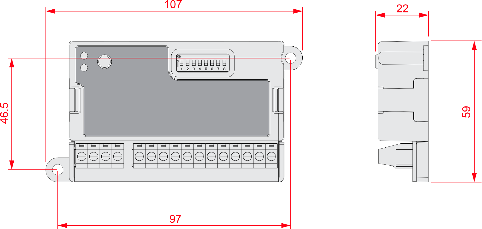 Dimensiuni Nexus/4GP - Modul comunicator GSM/4G