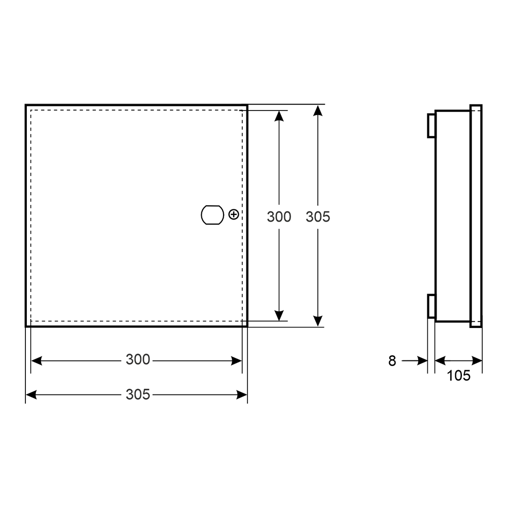 Dimensiuni HPSB-12V10A-C – Sursă în comutație cu back-up în cutie metalică
